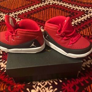 Red and Black Jordan High-Top Sneakers